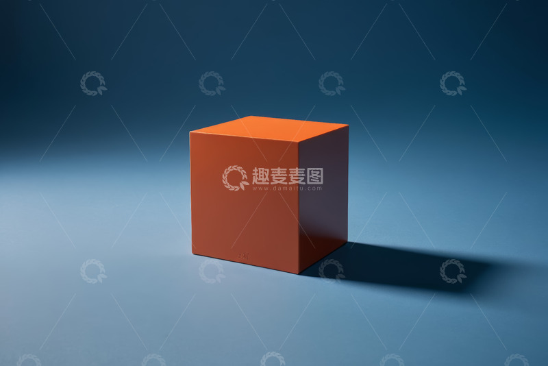 高清大图下载【趣麦麦图】橙色立方体现代背景静物