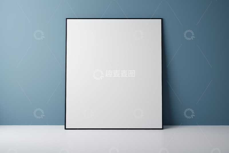 高清大图下载【趣麦麦图】蓝色背景空白画框展示