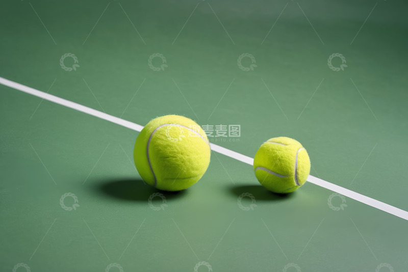 高清大图下载【趣麦麦图】网球场上的两个网球