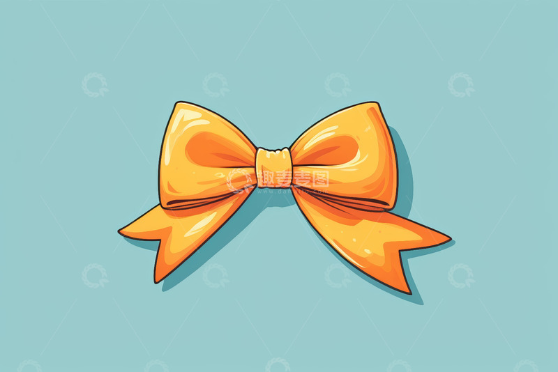 高清大图下载【趣麦麦图】橙色蝴蝶结装饰插画