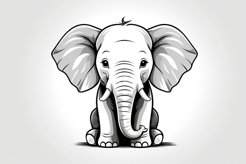 高清大图下载【趣麦麦图】卡通大象形象插画