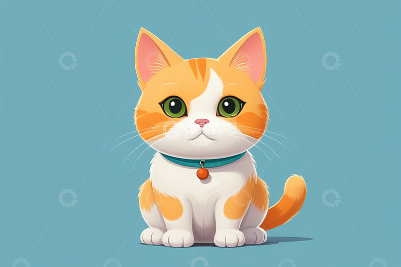 高清大图下载【趣麦麦图】可爱橘白相间猫咪插画