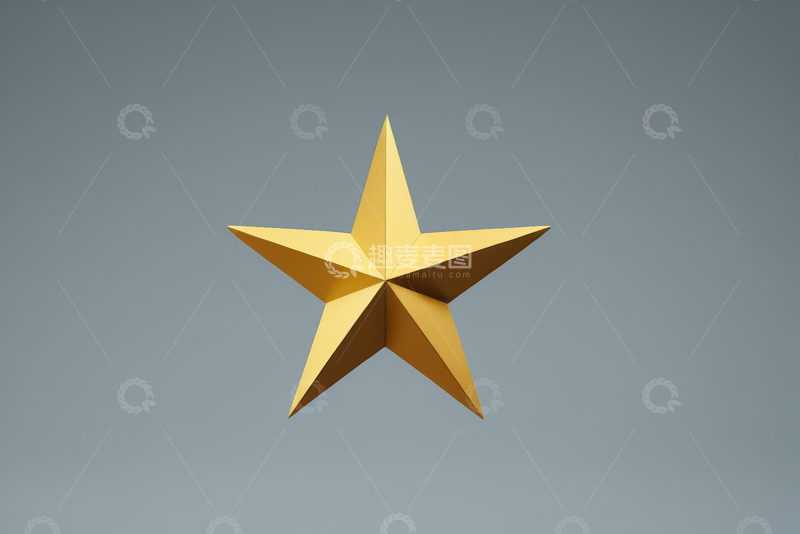 高清大图下载【趣麦麦图】金色立体五角星图案素材