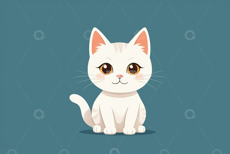 高清大图下载【趣麦麦图】可爱卡通白猫静态形象