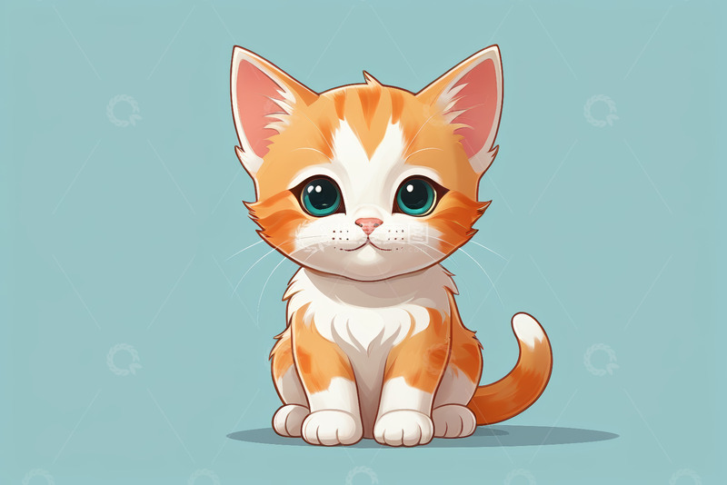 高清大图下载【趣麦麦图】可爱橙白相间小猫插画