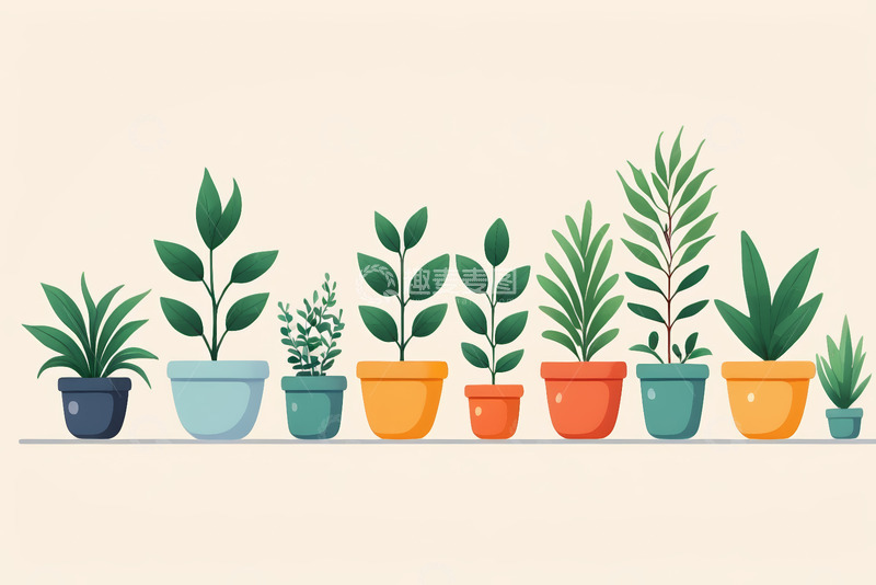 高清大图下载【趣麦麦图】-盆栽绿植插画
