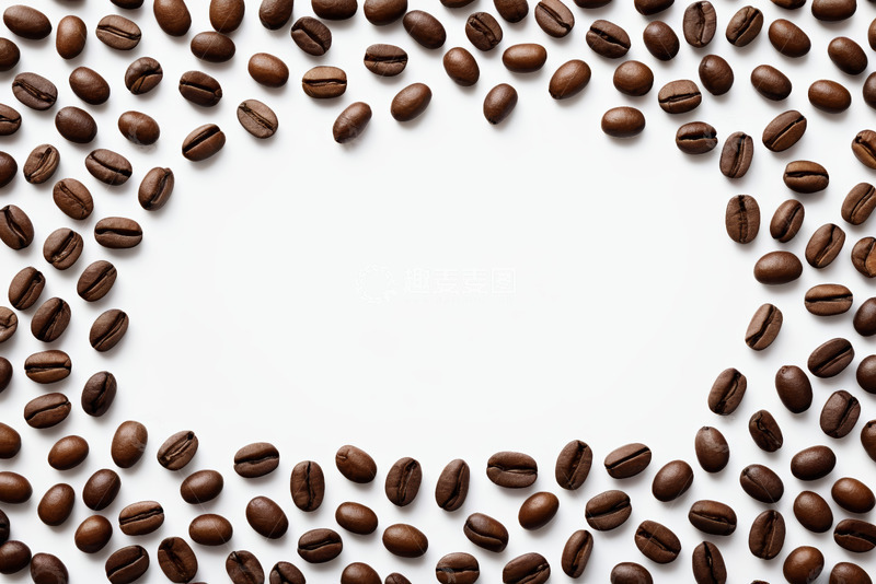 高清大图下载【趣麦麦图】白色背景咖啡豆边框素材