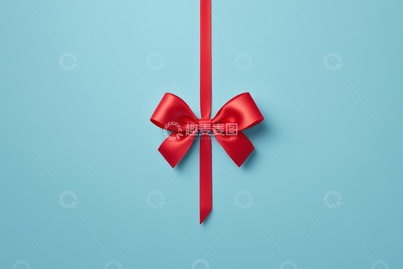 高清大图下载【趣麦麦图】蓝色背景上的红色蝴蝶结