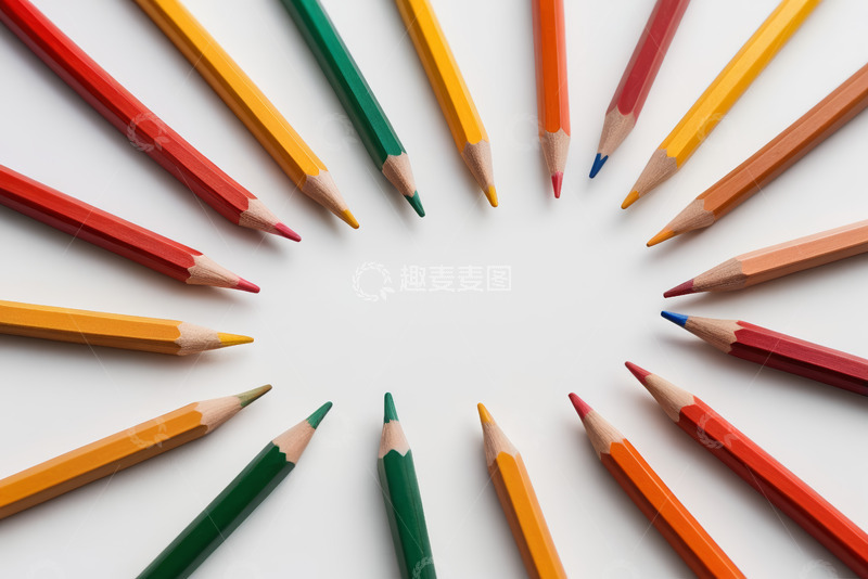 高清大图下载【趣麦麦图】彩色铅笔环形排列