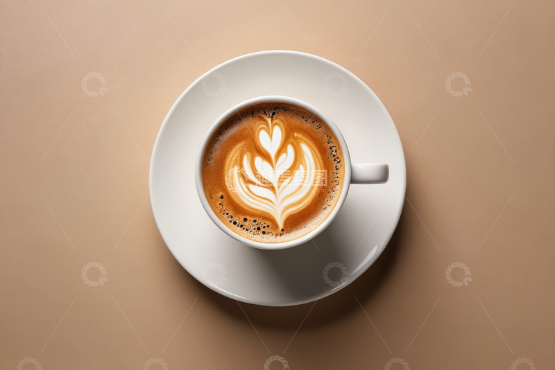 高清大图下载【趣麦麦图】白色咖啡杯中的拉花咖啡