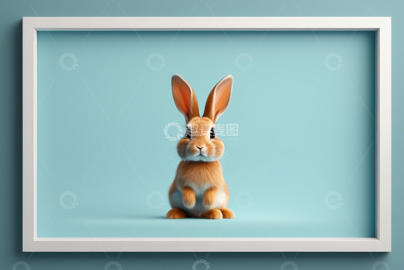 高清大图下载【趣麦麦图】框内可爱兔子静物图