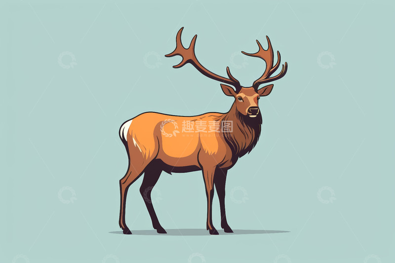 高清大图下载【趣麦麦图】站立姿态的卡通鹿插画
