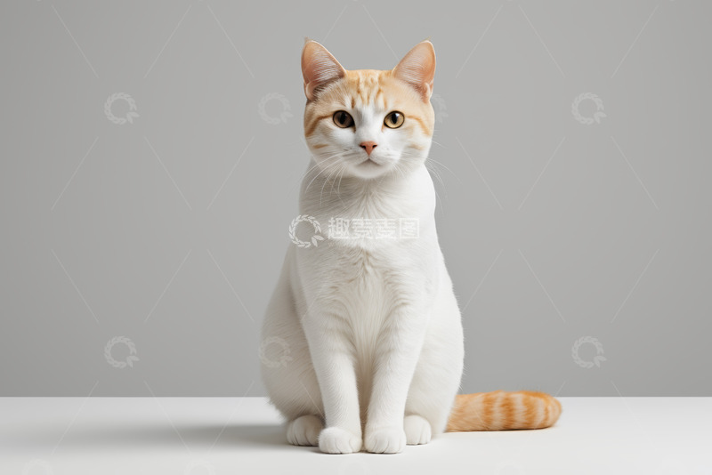 高清大图下载【趣麦麦图】坐姿橘白相间猫咪素材