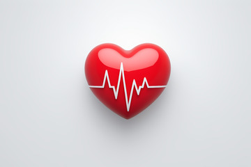 红色心形图案与心电图线条