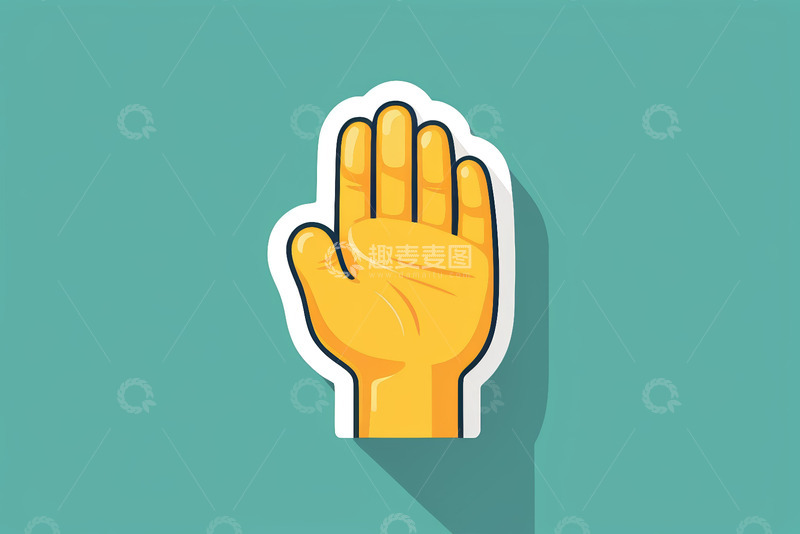 高清大图下载【趣麦麦图】黄色手掌手势图标素材