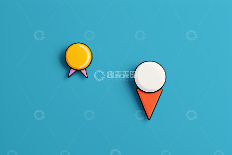 高清大图下载【趣麦麦图】蓝色背景上的圆形与冰淇淋图标