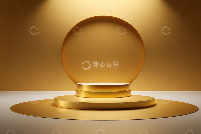 高清大图下载【趣麦麦图】金色圆形展示台现代简约场景