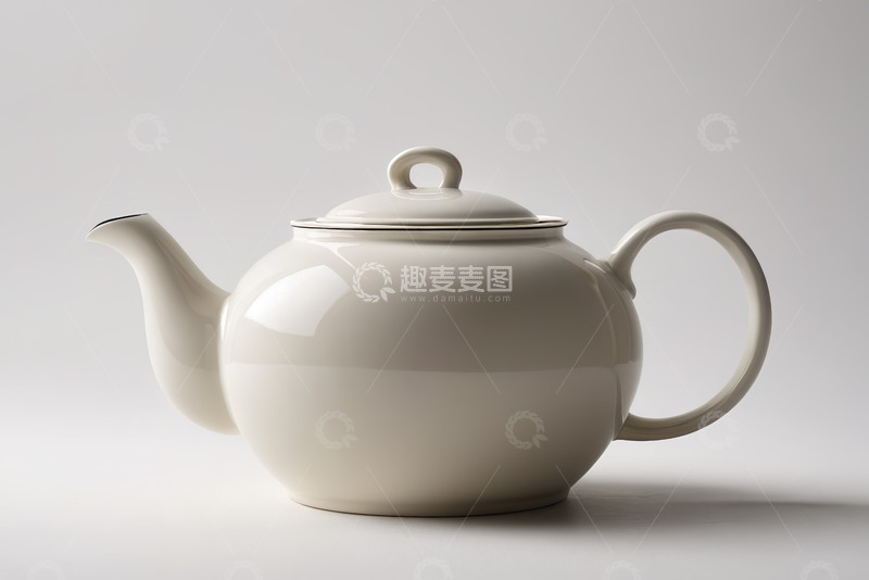 高清大图下载【趣麦麦图】白色陶瓷茶壶特写
