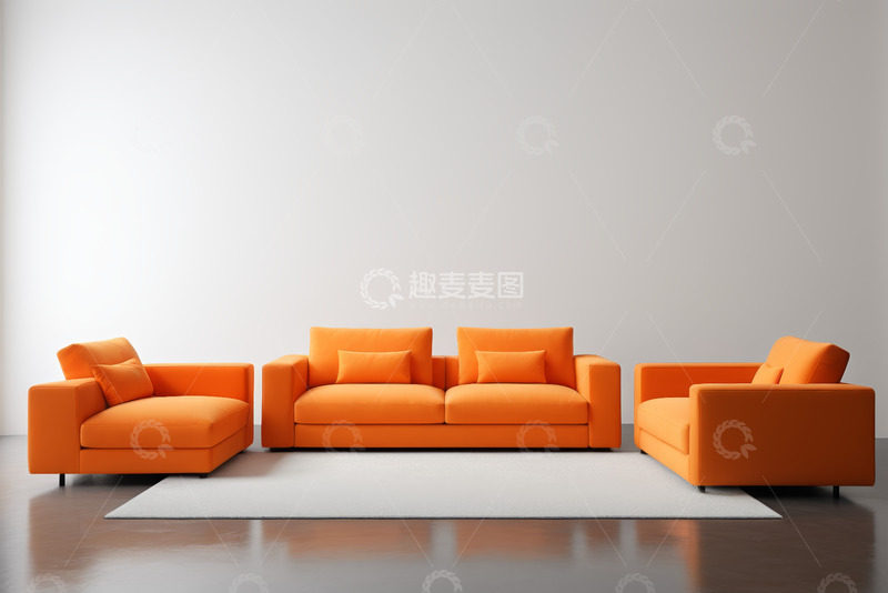 高清大图下载【趣麦麦图】橙色现代风格沙发组合