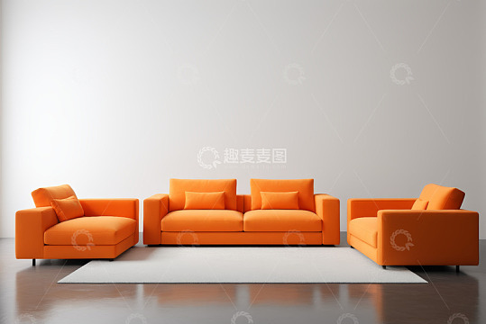 橙色现代风格沙发组合