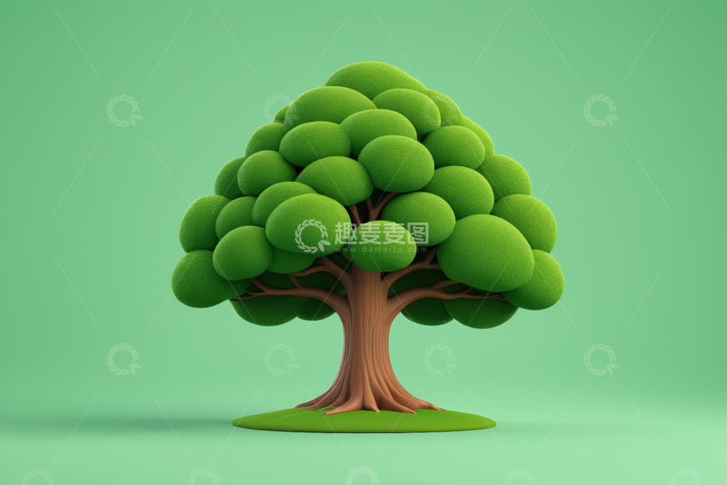 高清大图下载【趣麦麦图】卡通风格绿色树木素材