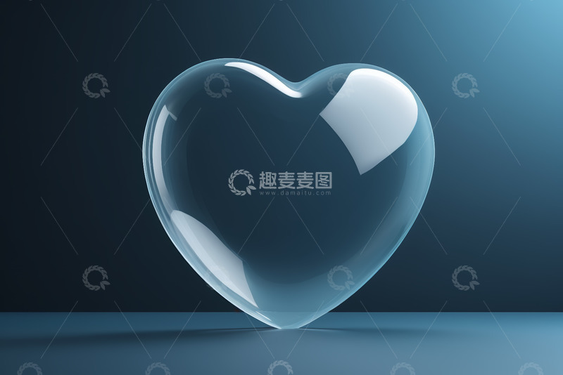 高清大图下载【趣麦麦图】透明心形立体素材