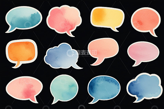 彩色水彩风格聊天对话框素材