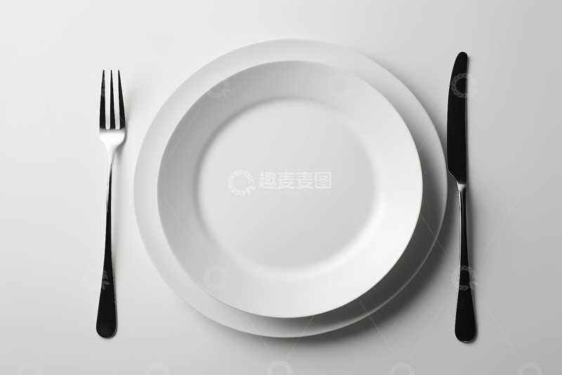高清大图下载【趣麦麦图】白色餐具摆放在桌面