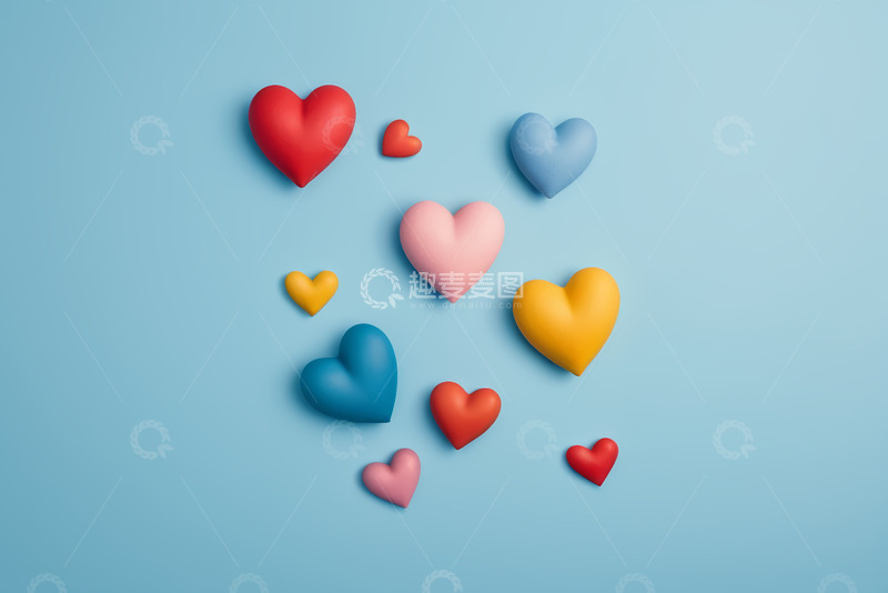 高清大图下载【趣麦麦图】多彩心形图案背景