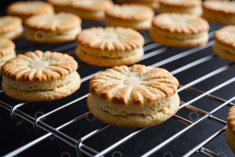 高清大图下载【趣麦麦图】冷却架上的夹心饼干