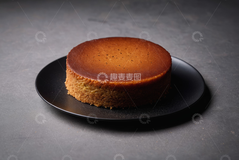 高清大图下载【趣麦麦图】黑色盘上的圆形蛋糕