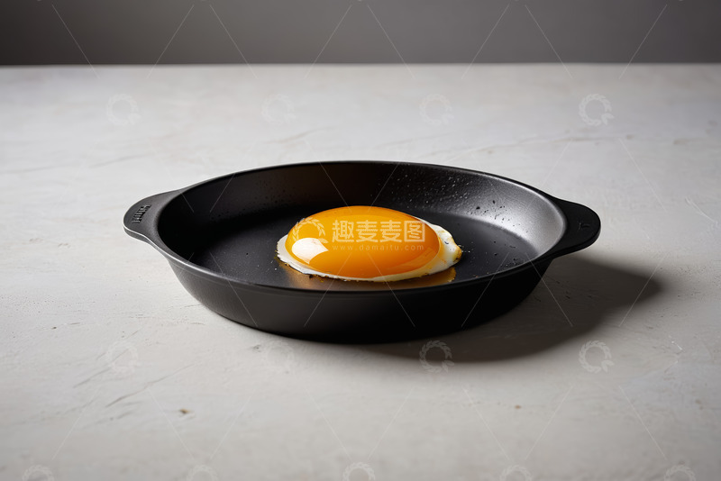 高清大图下载【趣麦麦图】平底锅内煎制中的鸡蛋
