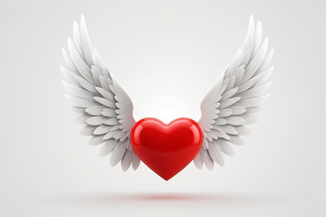带翅膀的红色爱心素材