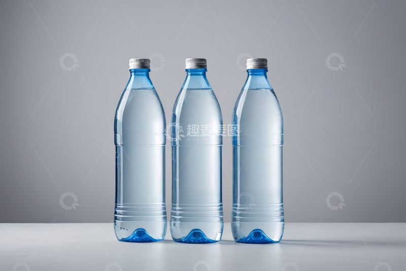 高清大图下载【趣麦麦图】三瓶蓝色瓶装水特写