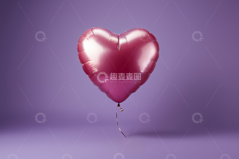 高清大图下载【趣麦麦图】心形气球紫色背景素材