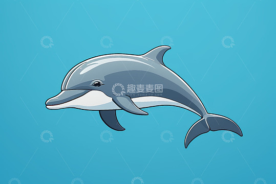 蓝色背景卡通海豚