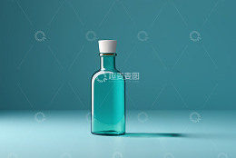 蓝绿色玻璃瓶带白色瓶盖