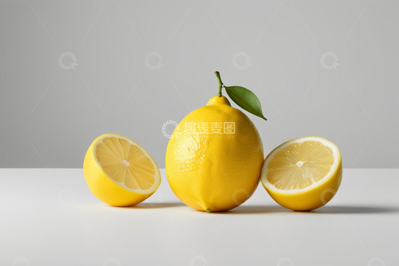 高清大图下载【趣麦麦图】新鲜柠檬及切片静物展示