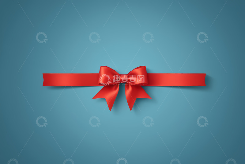 高清大图下载【趣麦麦图】蓝色背景上的红色蝴蝶结装饰