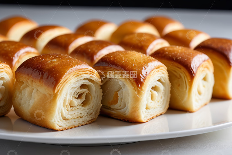 高清大图下载【趣麦麦图】盘子里摆放的美味面包