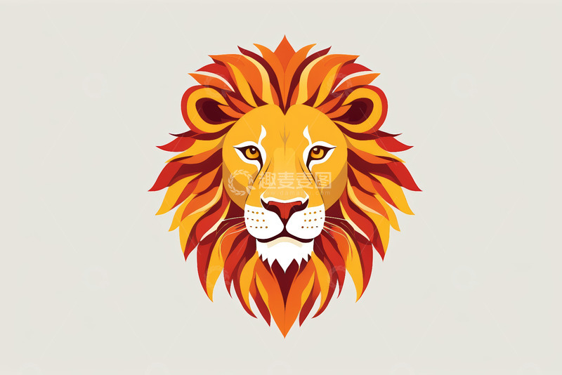 高清大图下载【趣麦麦图】卡通风格狮子头部插画