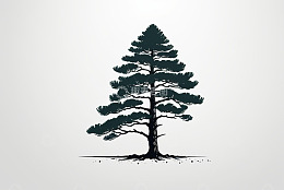 单棵松树简约插画