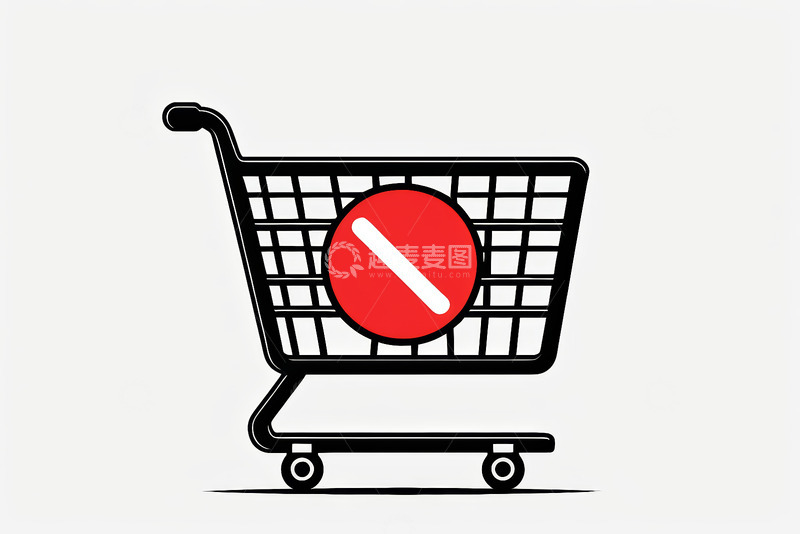 高清大图下载【趣麦麦图】带禁止符号的购物车图标