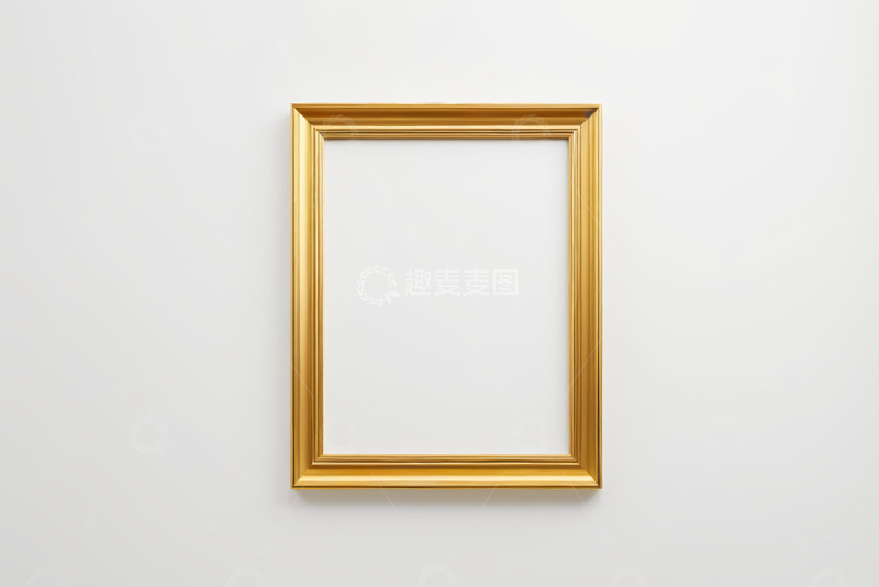 高清大图下载【趣麦麦图】白色墙面上的金色画框