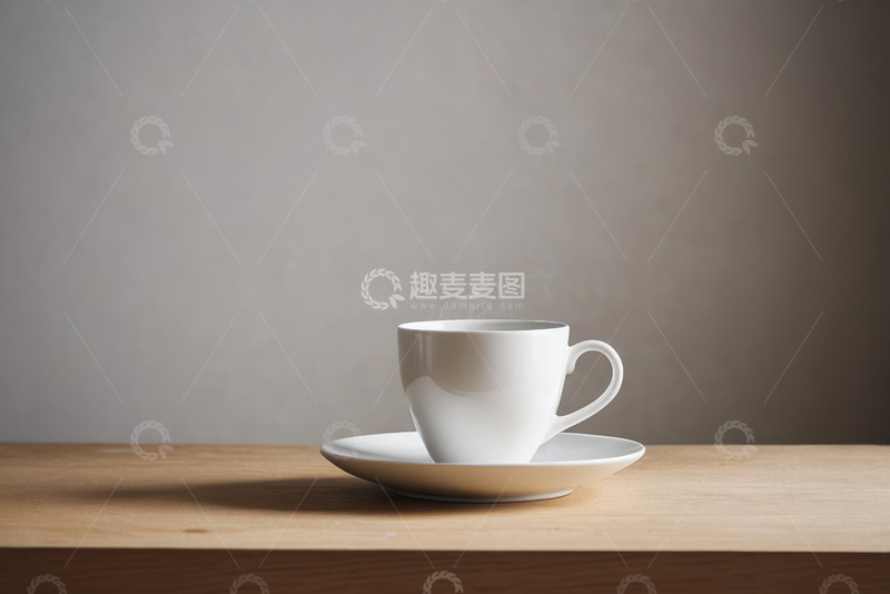 高清大图下载【趣麦麦图】木桌上的白色咖啡杯