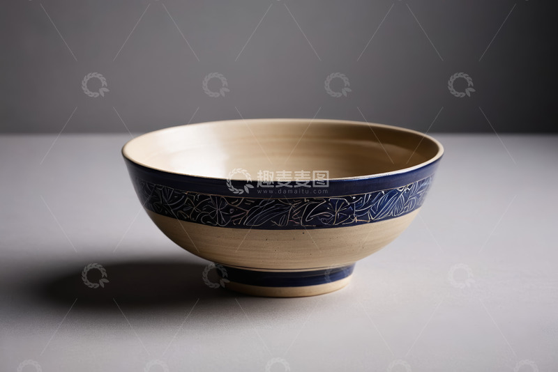 高清大图下载【趣麦麦图】蓝白花纹碗特写