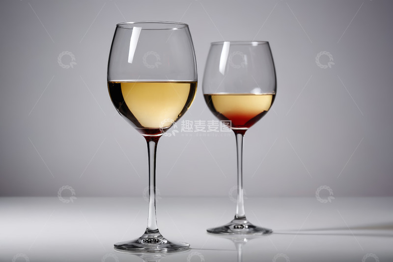 高清大图下载【趣麦麦图】两杯装有液体的高脚葡萄酒杯