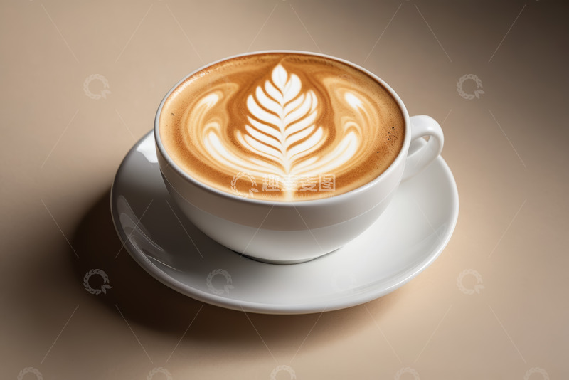 高清大图下载【趣麦麦图】白色杯子中的拉花咖啡