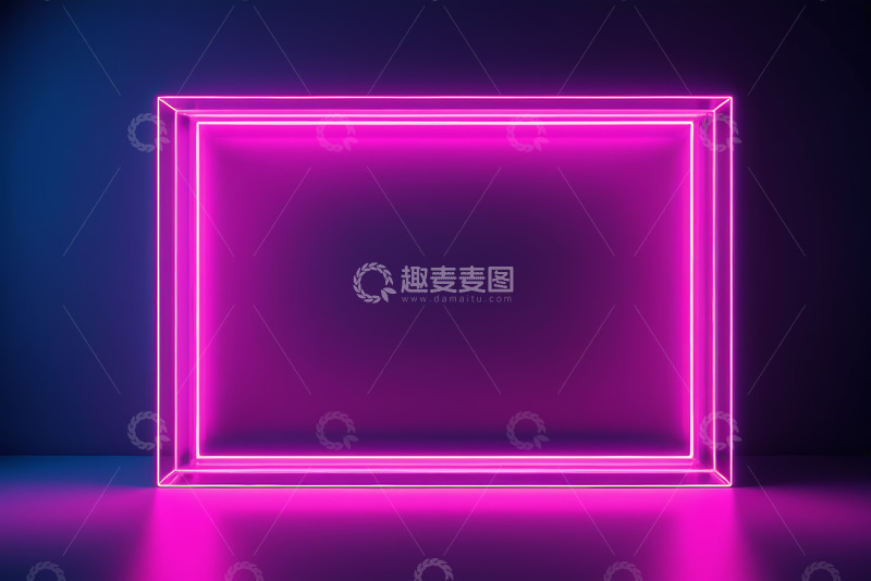 高清大图下载【趣麦麦图】紫色霓虹发光矩形框架背景