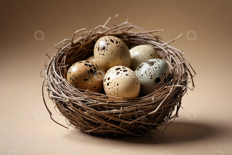 高清大图下载【趣麦麦图】鸟巢中的斑点鸟蛋特写